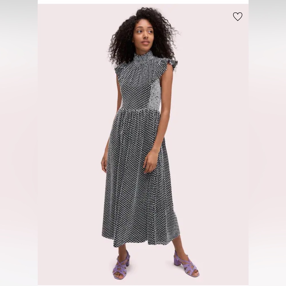 Kate Spade Smocked Clip Midi Dress